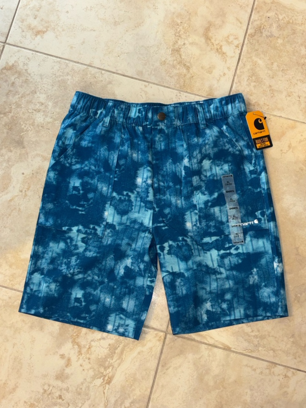 Carhartt Blue Tie-Dye Hybrid Work Shorts NWT